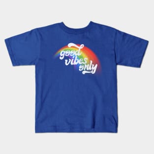 Good Vibes Only / Retro Faded Rainbow Design Kids T-Shirt